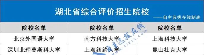 2024年湖北省综合评价招生院校名单