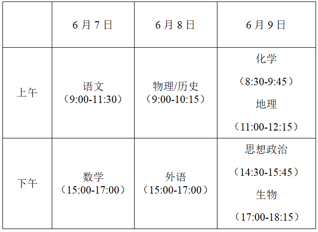 江苏省2024年高考时间安排