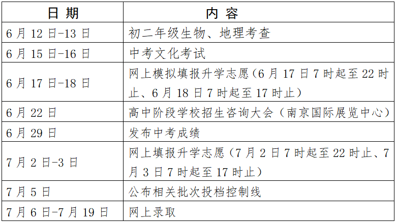 相关日程安排