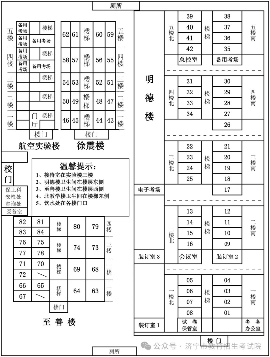 2024年山东高考济宁各区县高考考点分布图