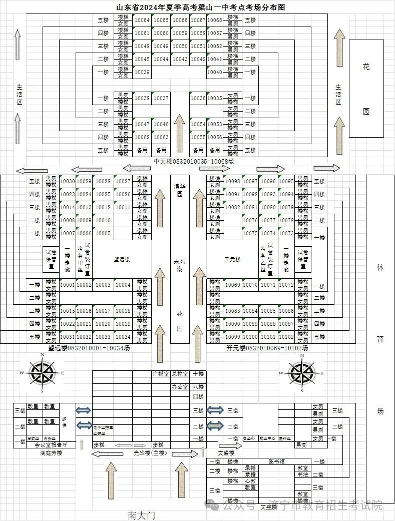 2024年山东高考济宁各区县高考考点分布图