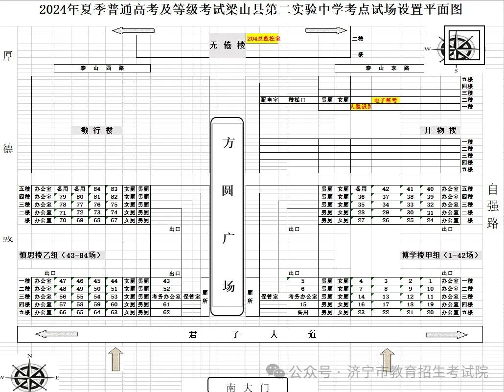 2024年山东高考济宁各区县高考考点分布图