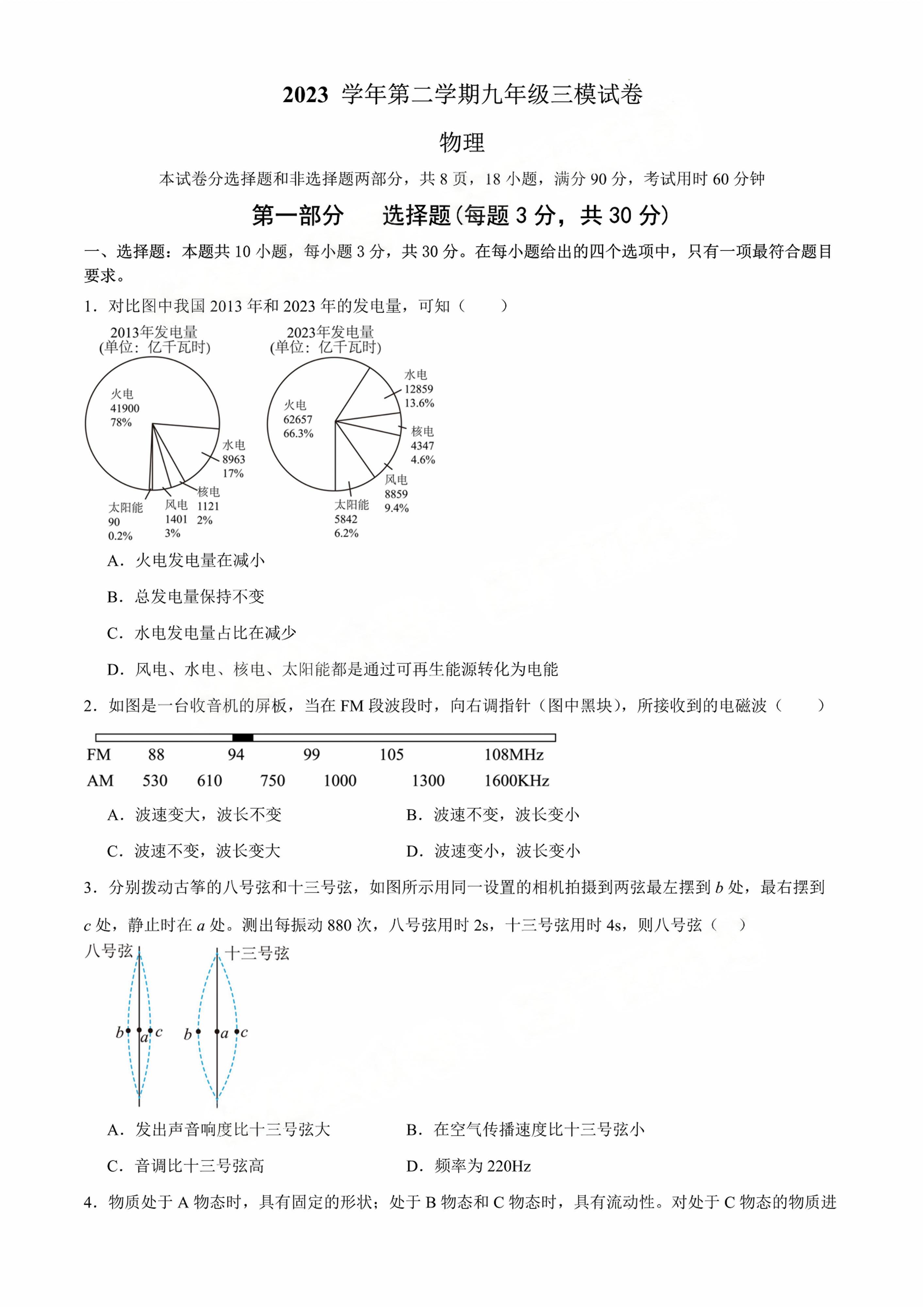 2024广东广雅中学中考三模物理试题