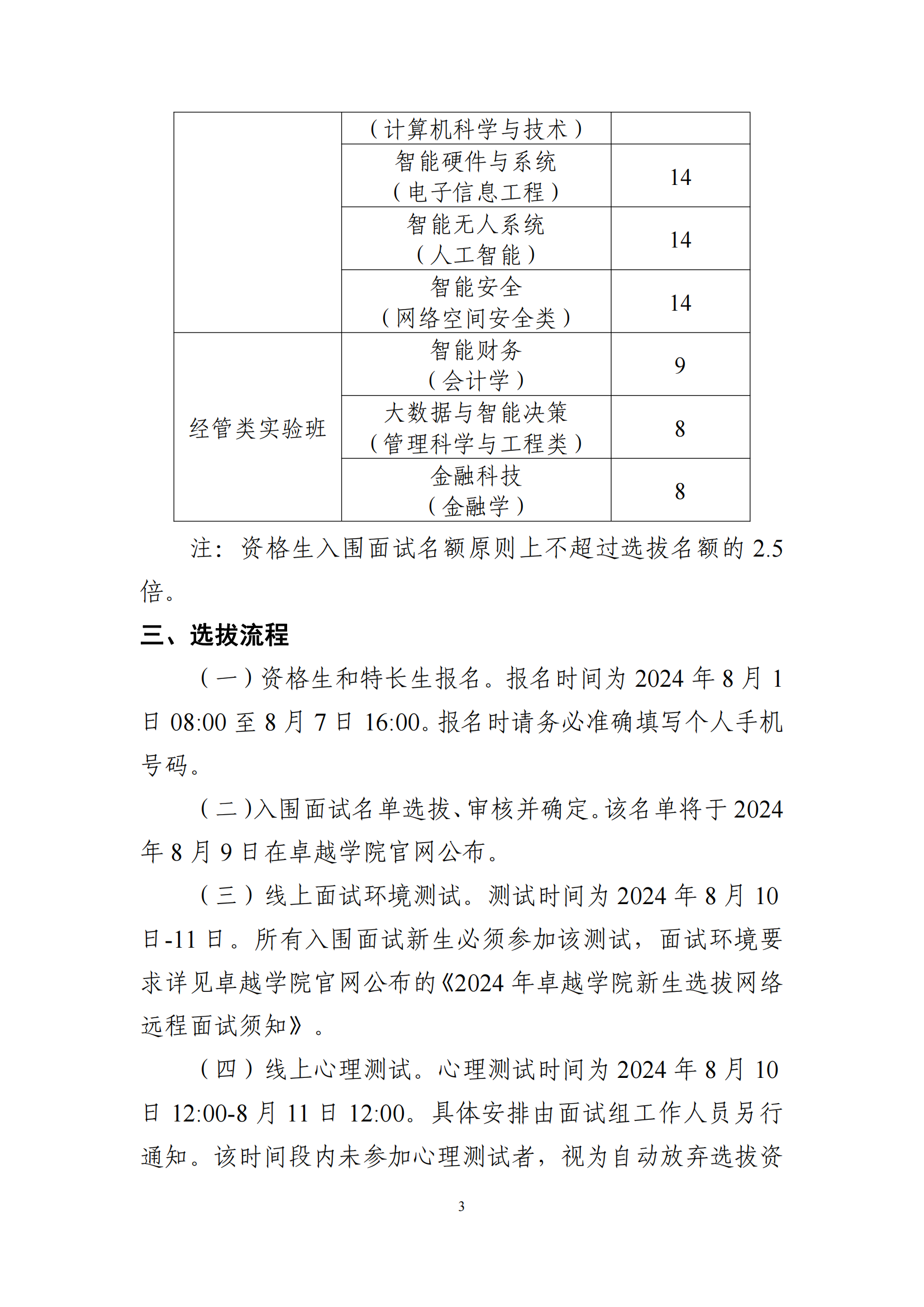 杭州电子科技大学2024年卓越学院拔尖创新人才实验班新生选拔实施细则