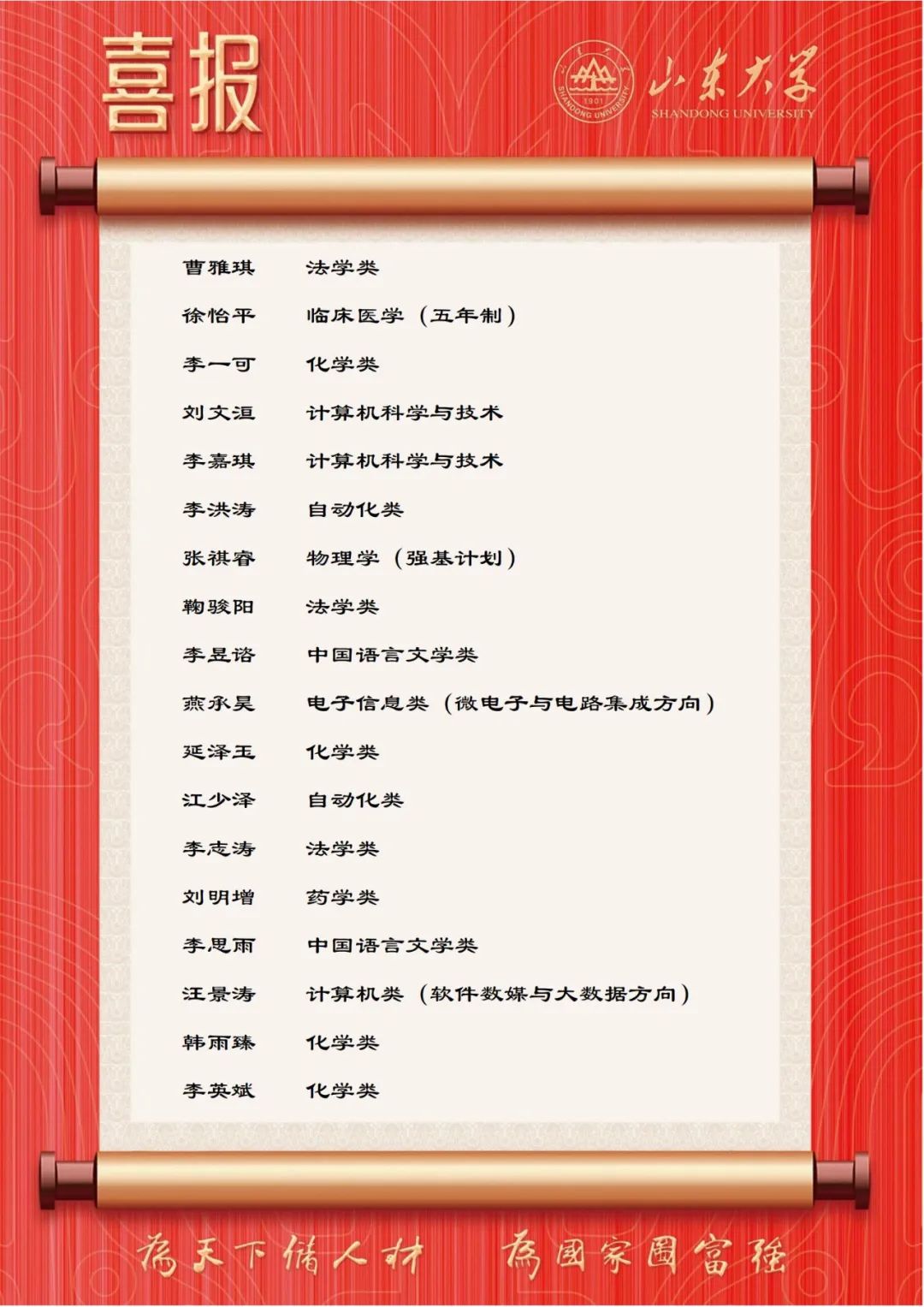喜报！广饶一中64人考入山东大学