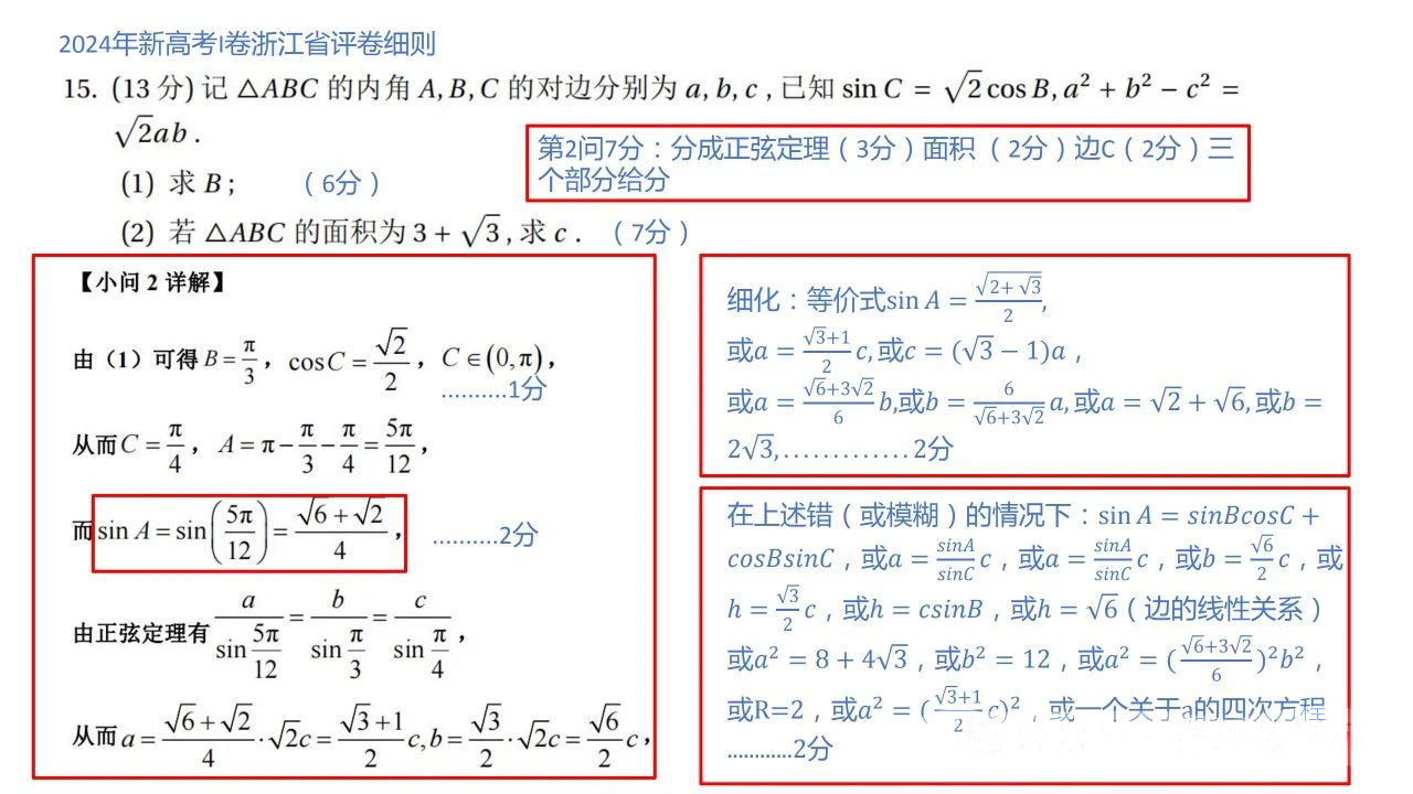 浙江省2024年新高考Ⅰ卷数学阅卷细则