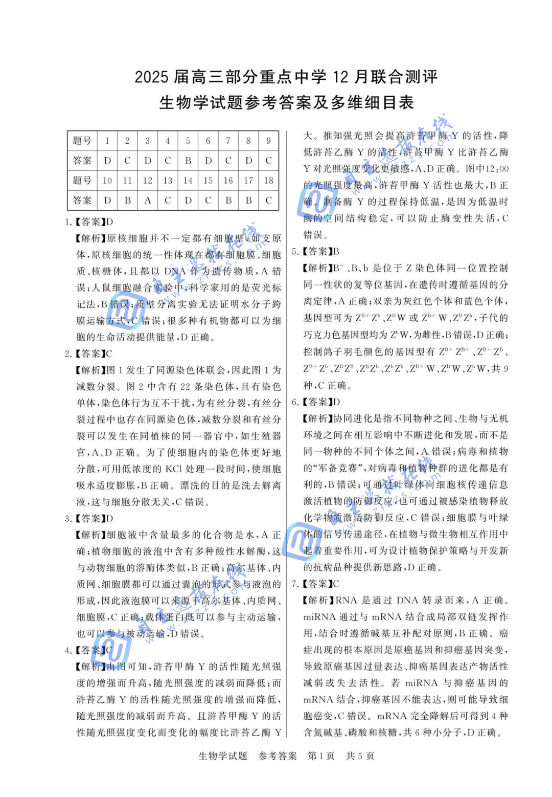 2025届高三T8第一次联考生物试题及答案