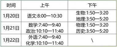 山东烟台2026届高三期末考试安排