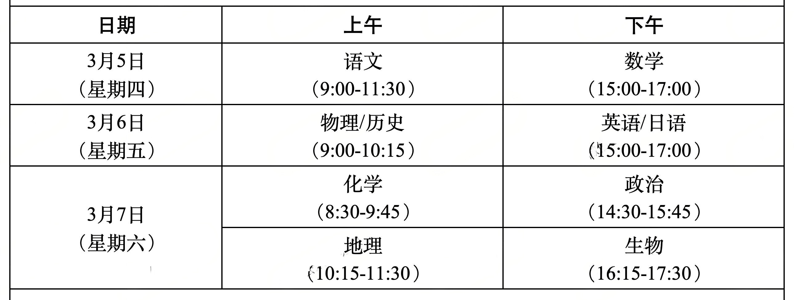 福州市2026届高三年级第二次质量检测考试安排