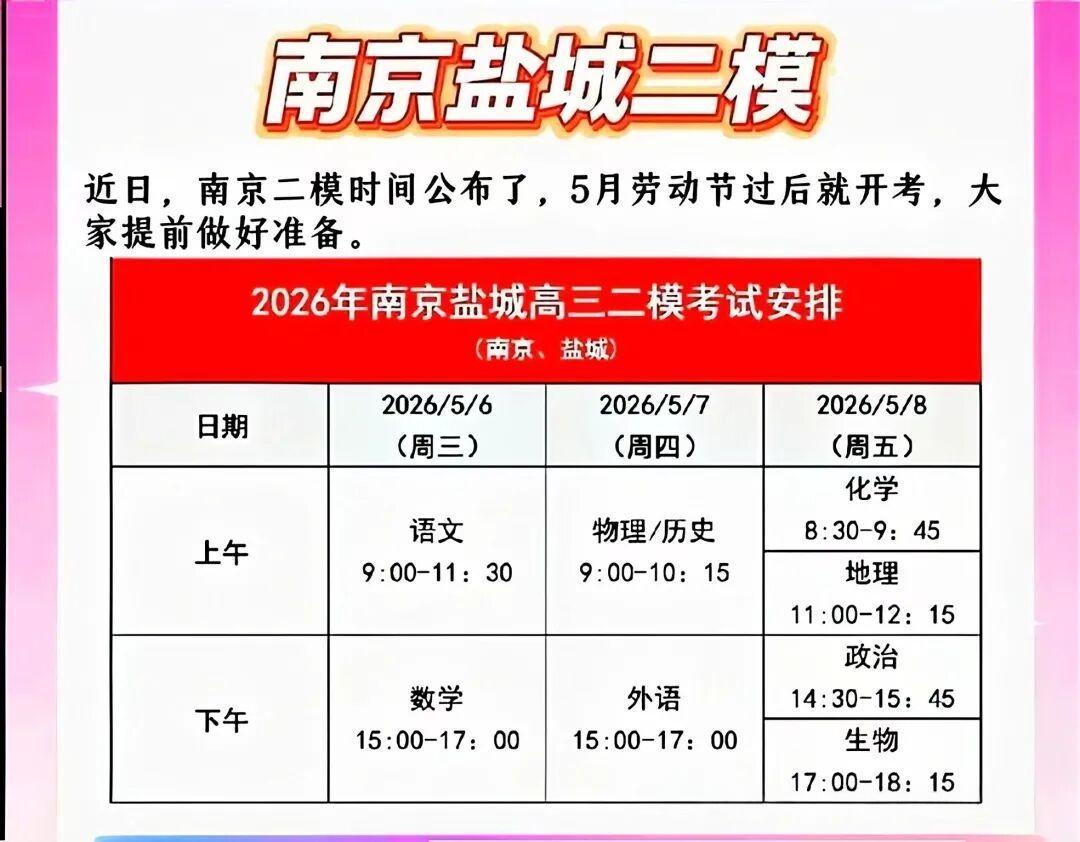 2026年南京盐城高三二模试题及答案汇总