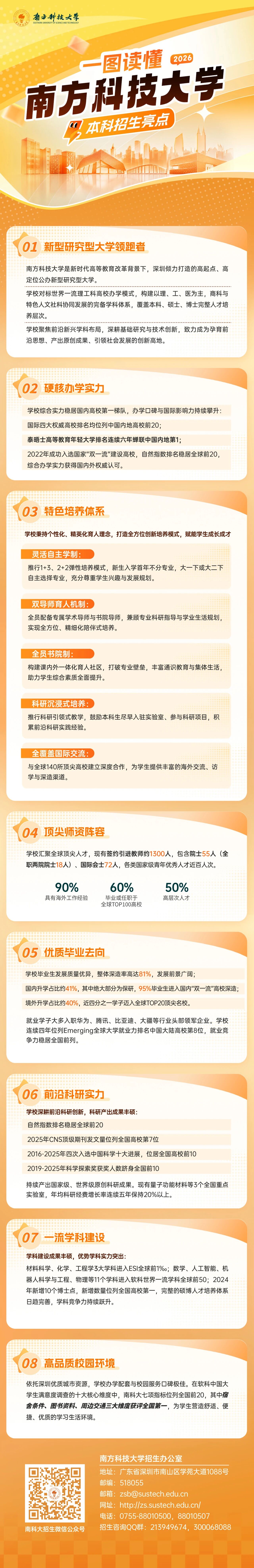 南方科技大学2026年本科招生亮点