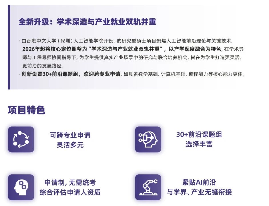 2026香港中文大学(深圳)人工智能学院招生简介