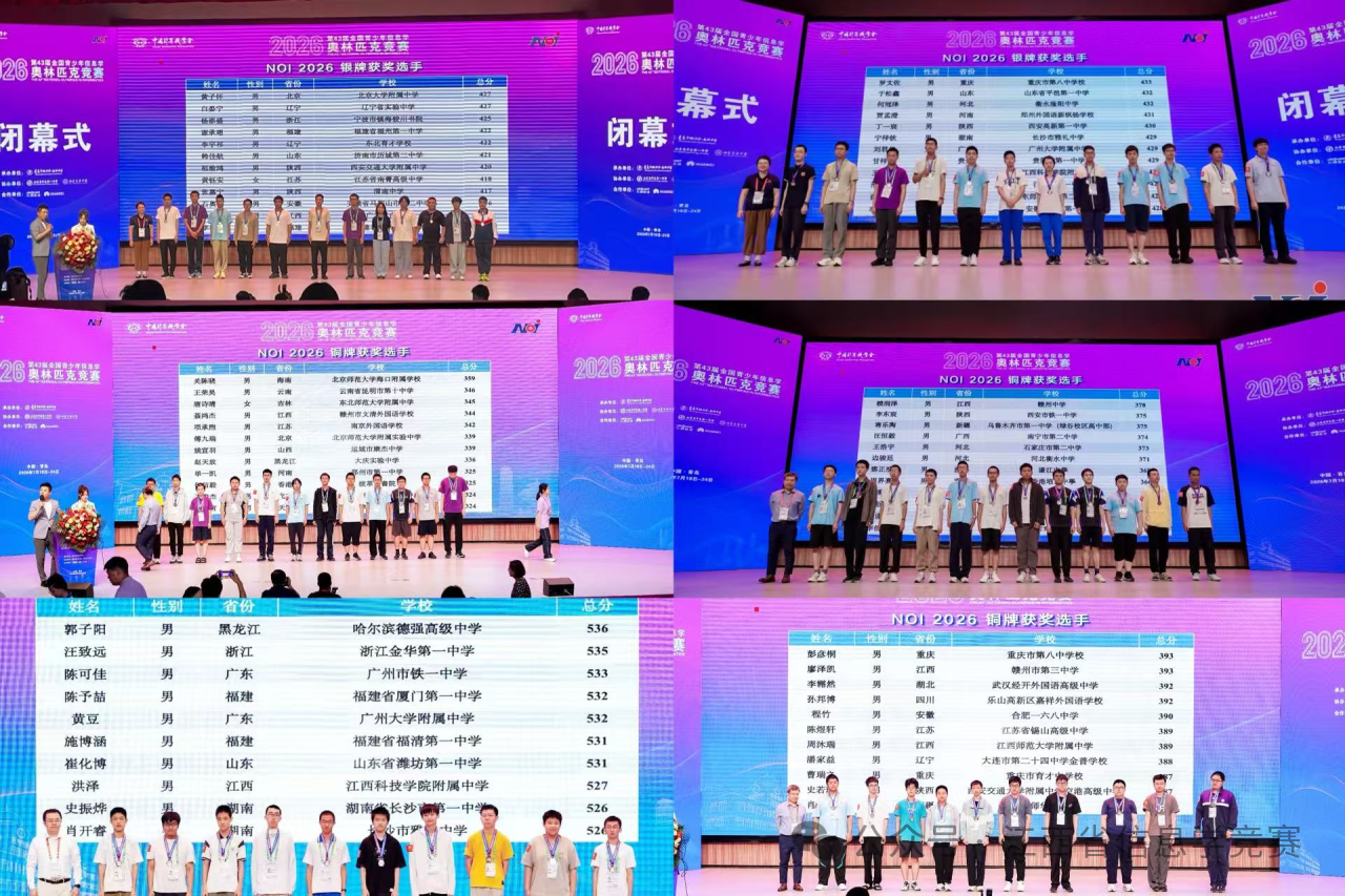 三银四铜！江西学子NOI2026全国赛斩获佳绩