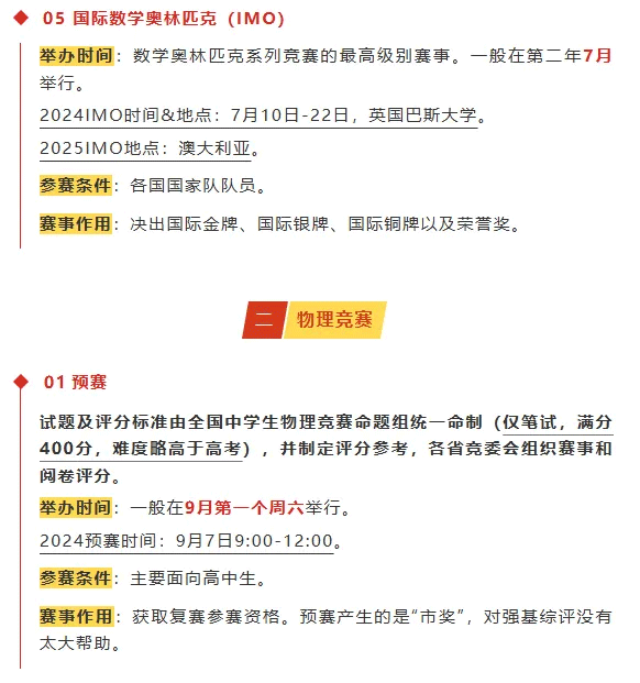 重磅！2025五大学科竞赛全年赛事安排出炉！各阶段奖项有何作用？