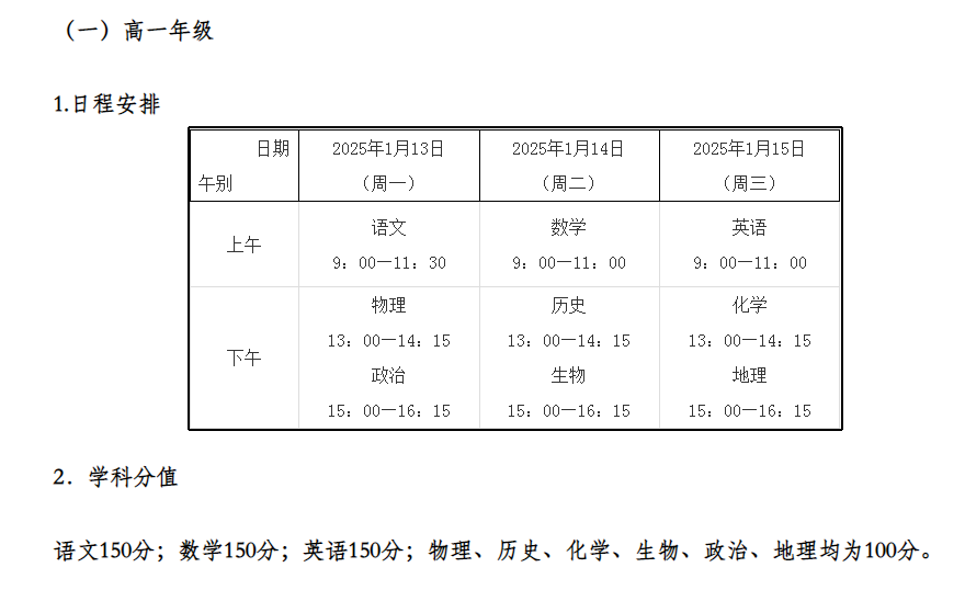 江苏省高一高二期末考试安排出炉！1月13-15日集中进行