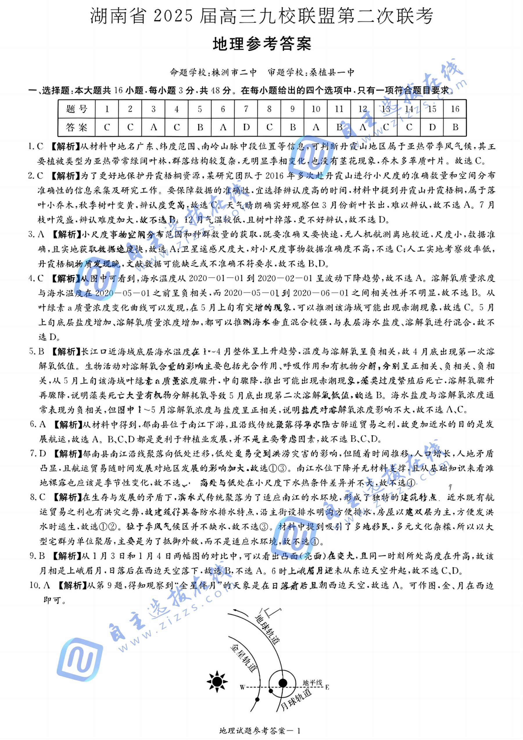 湖南省炎德英才九校联盟2025届高三第二次联考地理试题及答案