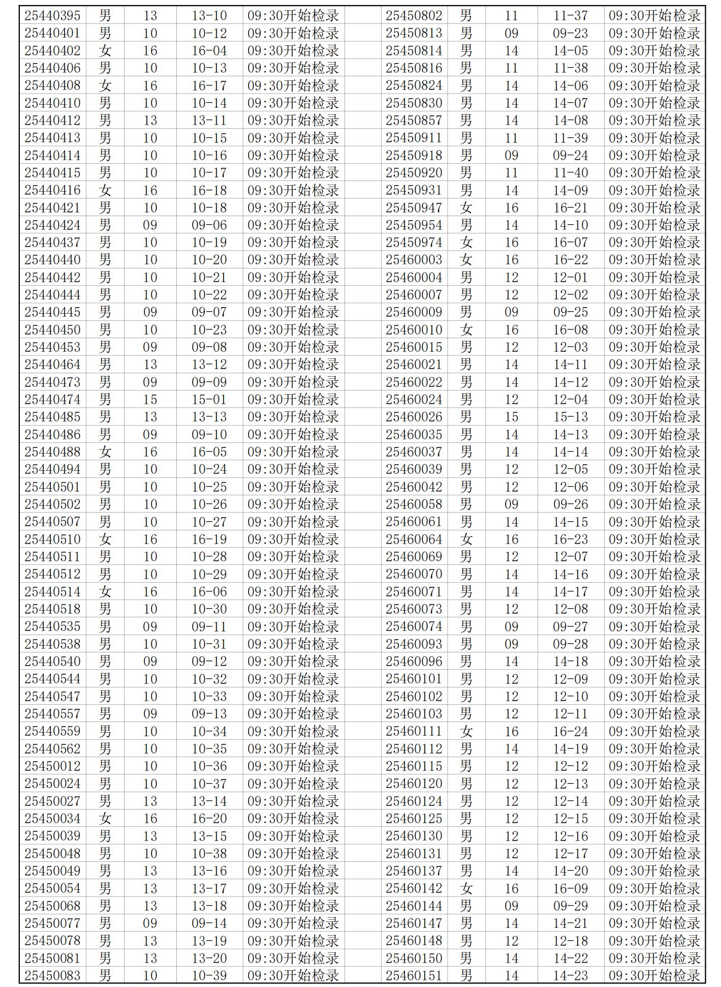 2025年东南大学强基计划体育测试检录分组