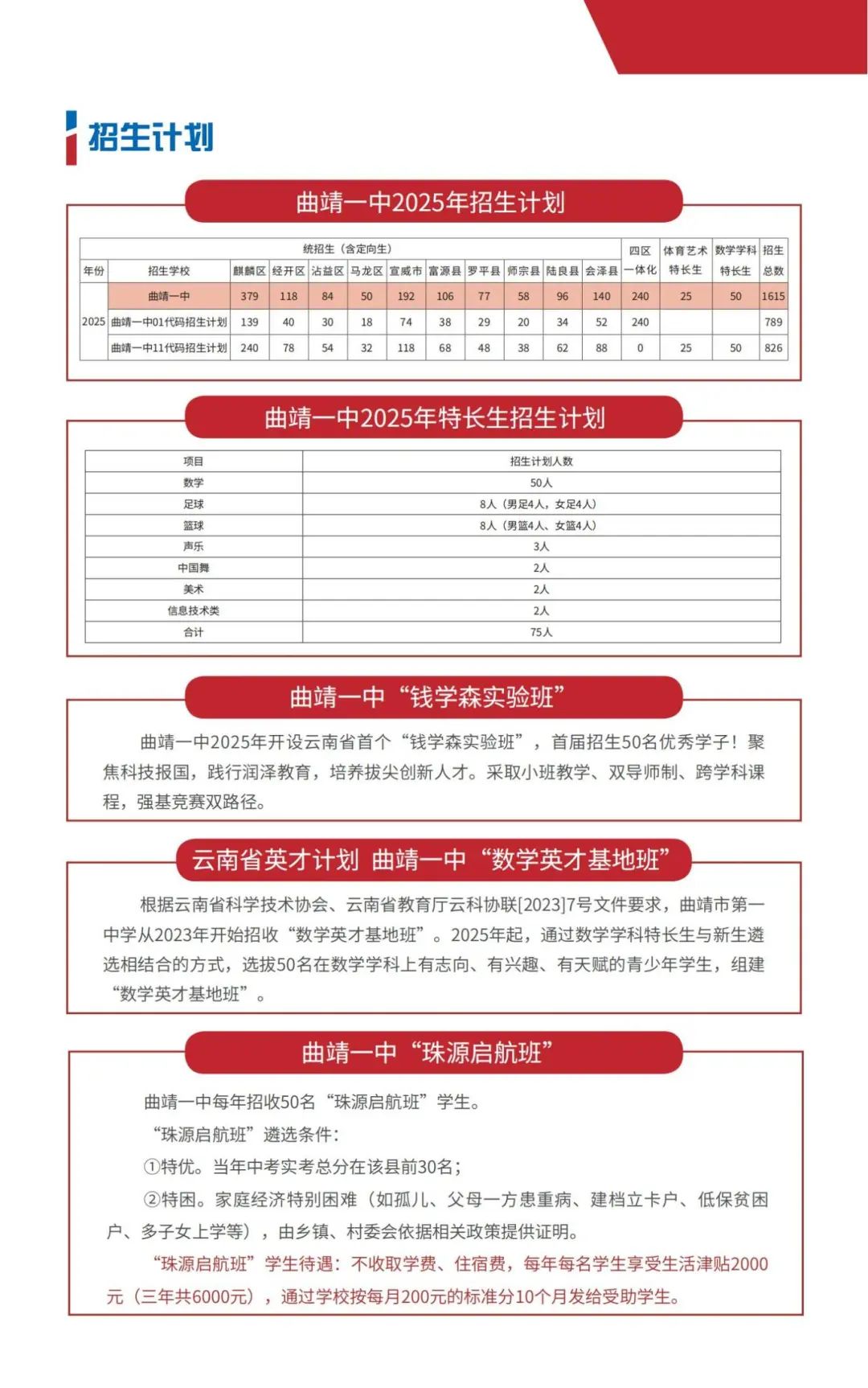 曲靖市第一中学2025年招生简章