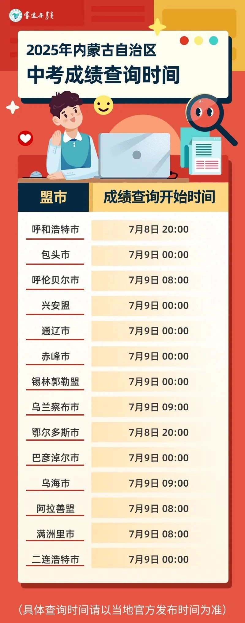 内蒙古2025年中考成绩查询时间及查询方法