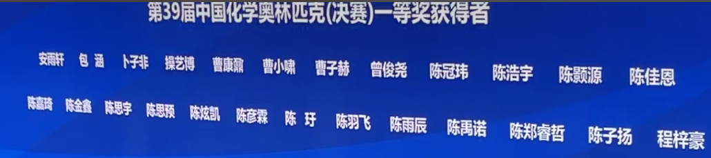 2025年第39届化学竞赛决赛金牌获奖名单