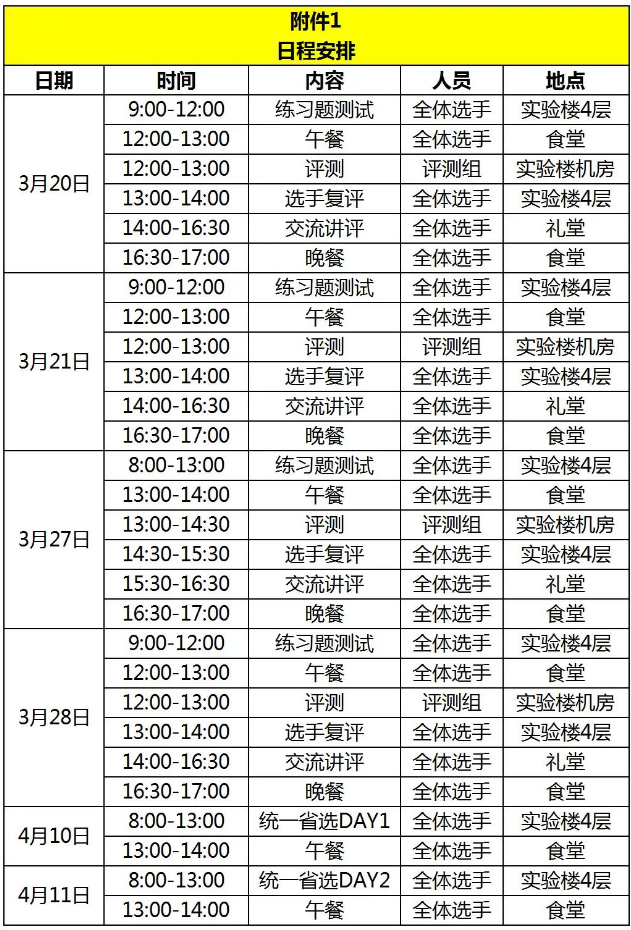 2021信息学竞赛北京省队选拔日程安排