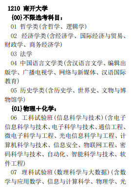南开大学2024年在北京招生专业选考科目要求