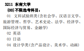 东南大学2024年在北京招生专业选考科目要求