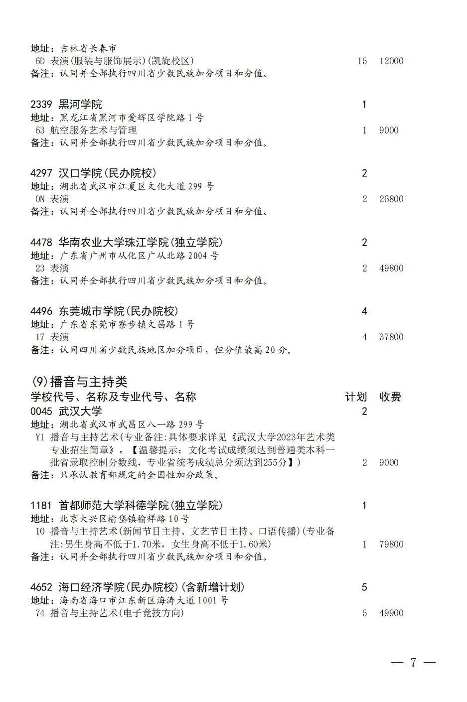 四川省2023年普通高校招生艺术类本科第一批、体育类本科批第三次征集志愿通知