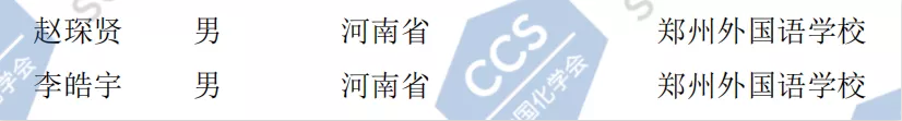 河南省2020年第34届全国中学生化学竞赛初赛省队获奖名单1