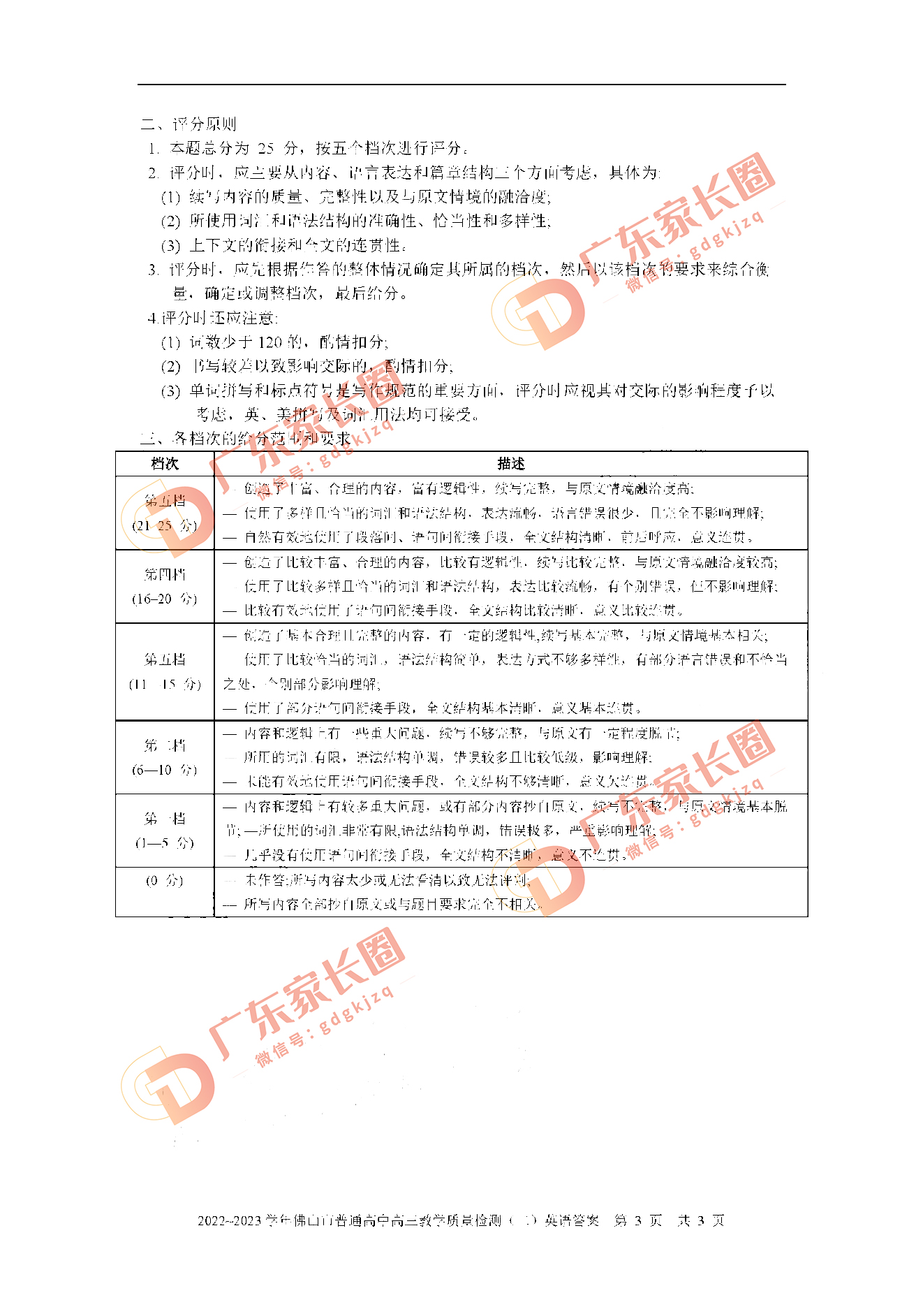 2023佛山高三二模英语答案