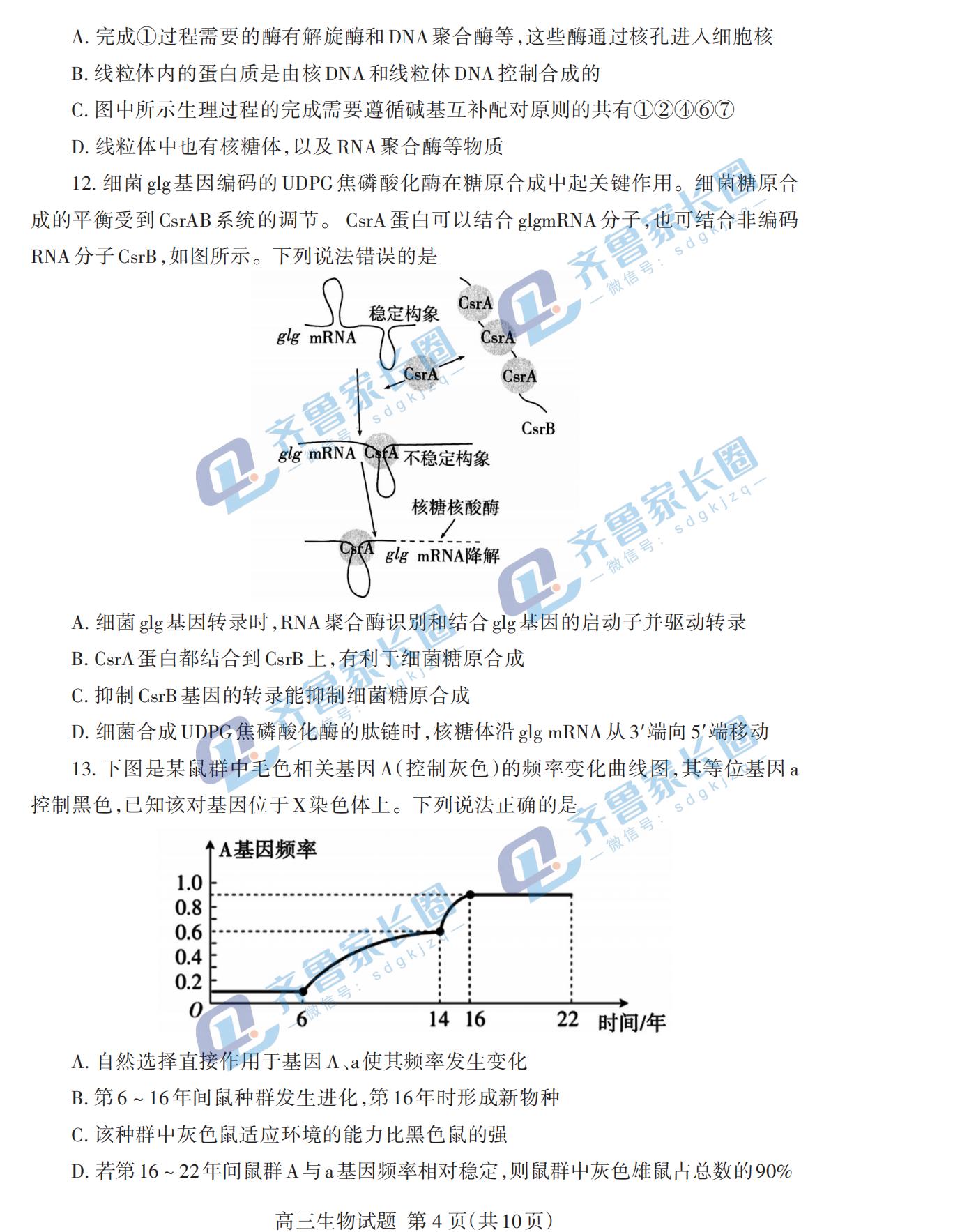 山东泰安生物题和答案