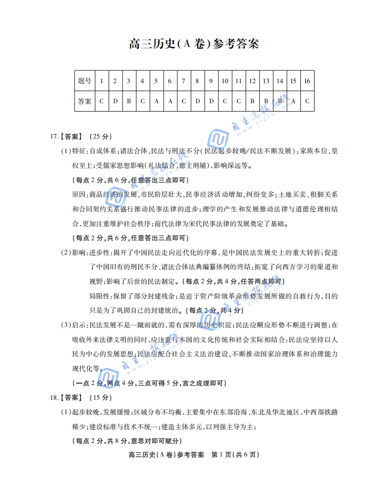 2025年安徽鼎尖名校高三10月联考历史试题及答案