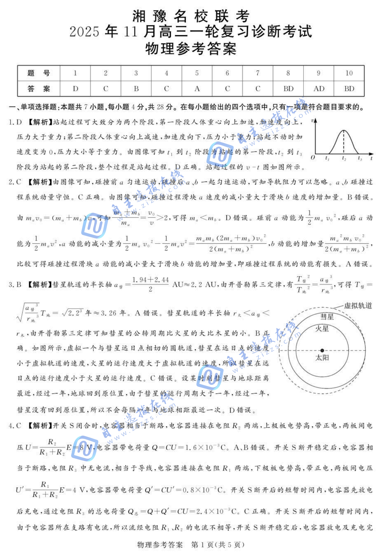 湘豫名校联考2025年11月高三一轮复习诊断考试物理试题及答案