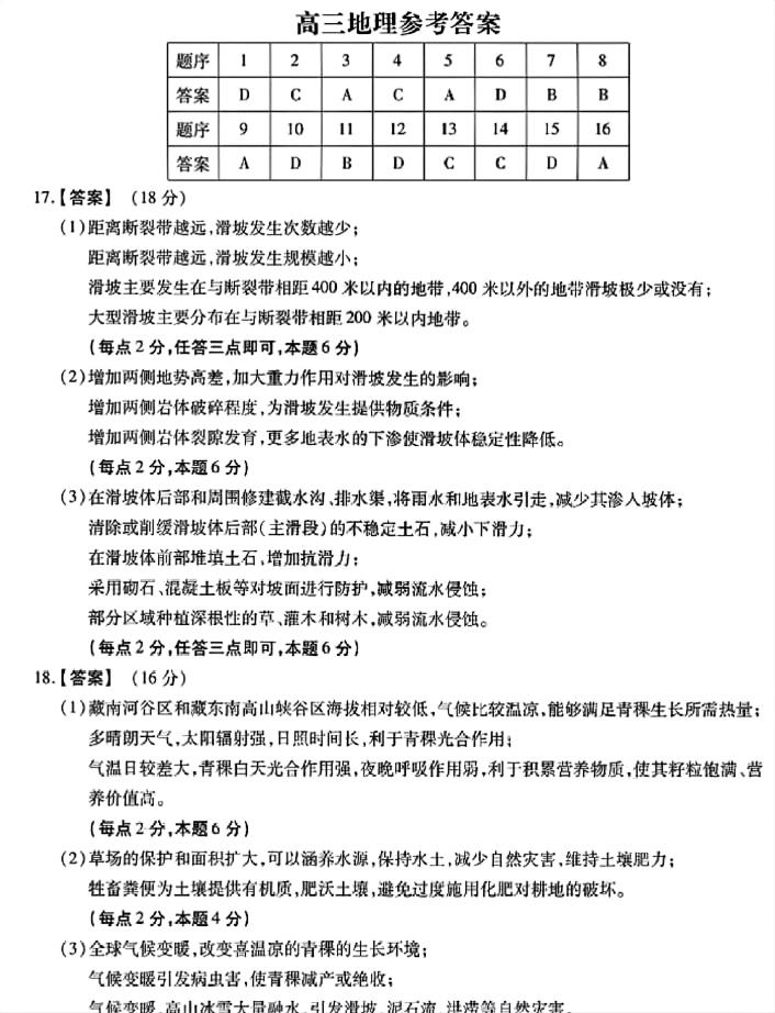 安徽小高考2026届高三鼎尖名校11月联考地理试题及答案