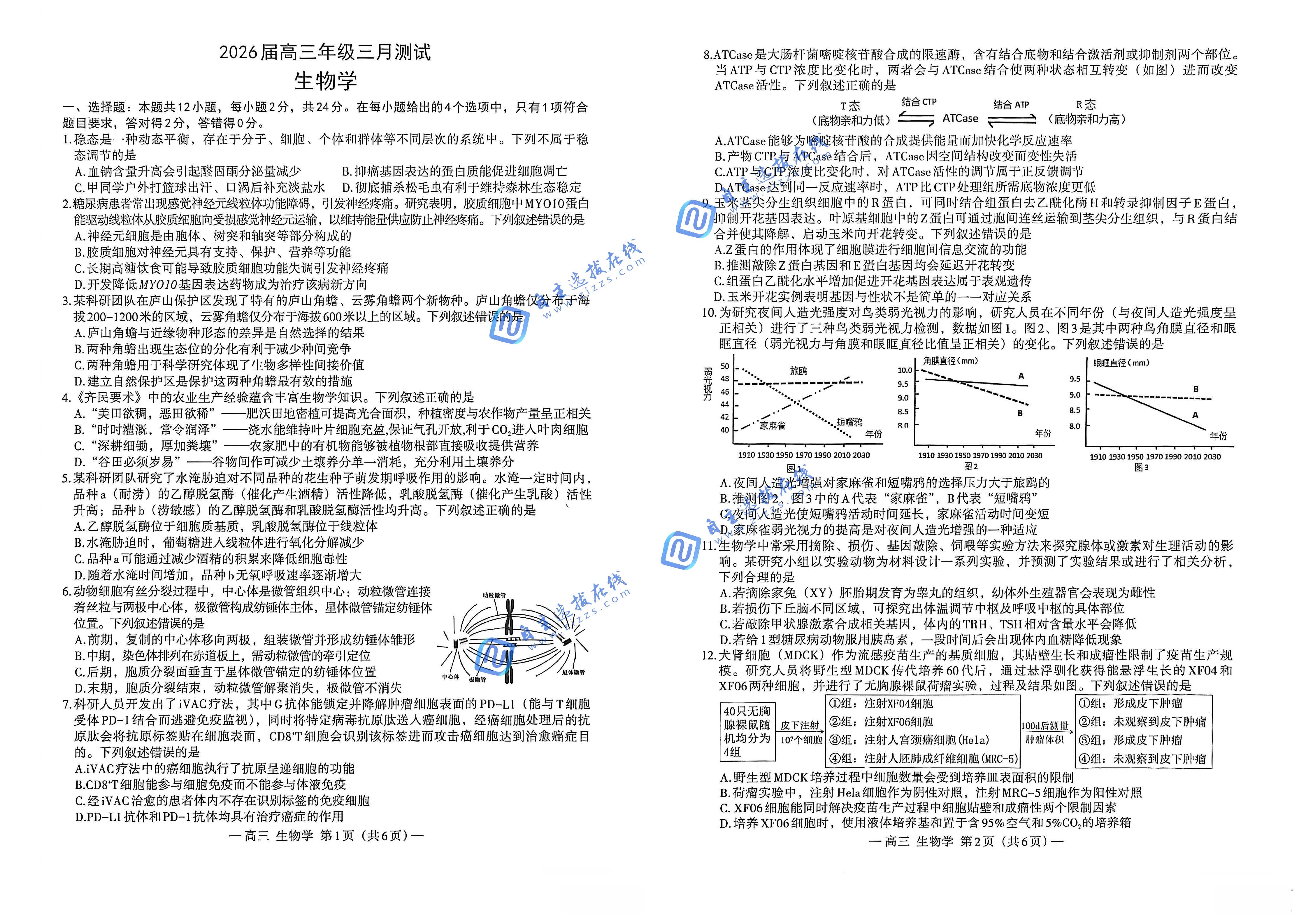 江西省南昌市2026届高三一模生物试题及答案