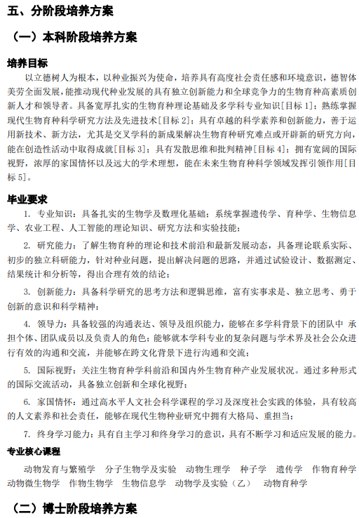 浙江大学2026年生物育种科学强基计划本博衔接培养方案