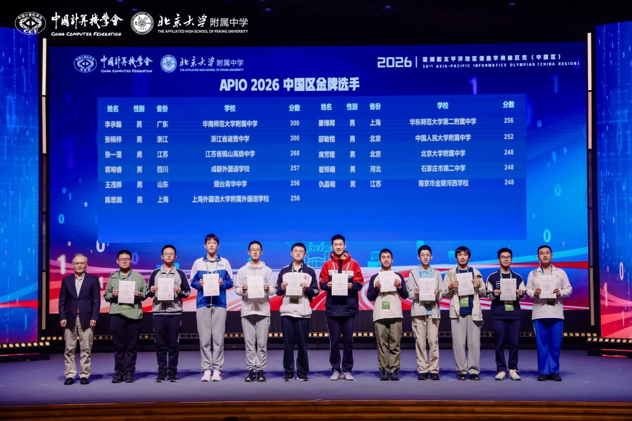 2026年亚太信息学奥赛（APIO）中国区赛事圆满落幕
