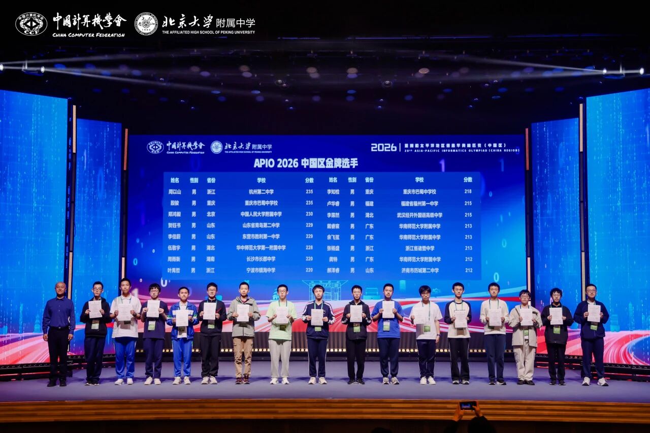 2026年亚太信息学奥赛（APIO）中国区赛事圆满落幕