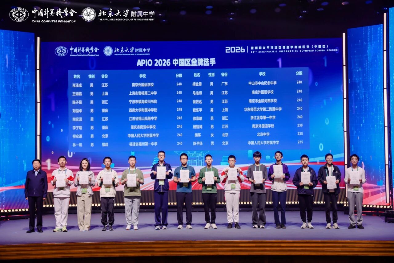 2026年亚太信息学奥赛（APIO）中国区赛事圆满落幕