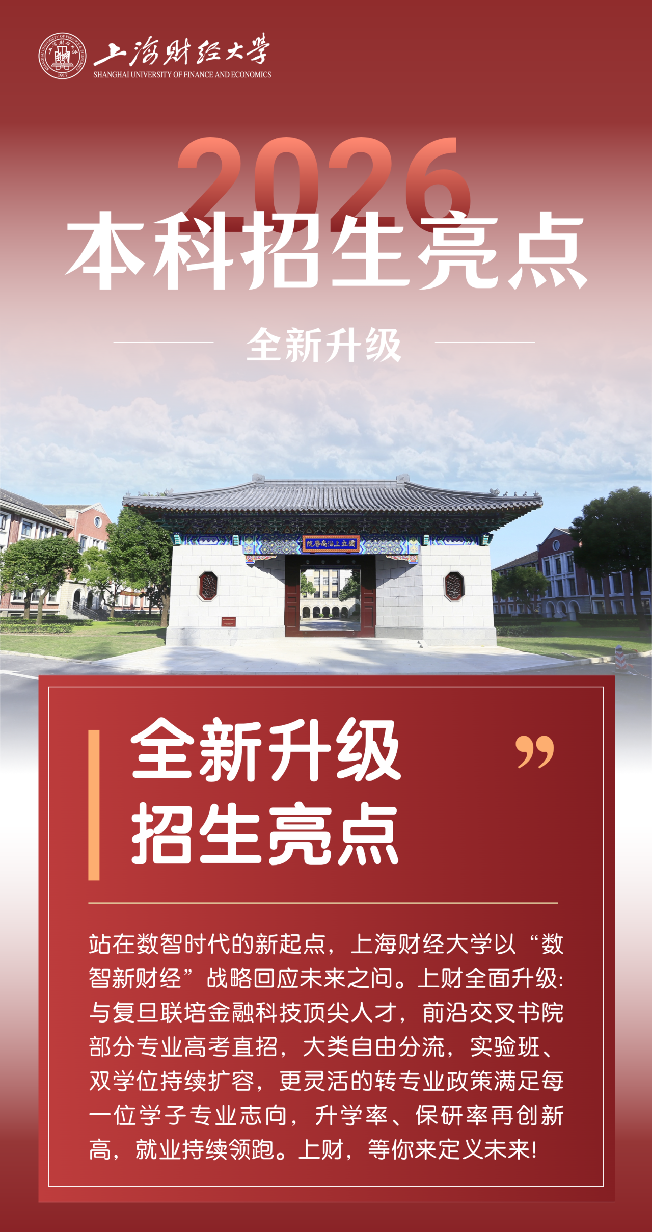 上海财经大学2026年本科招生亮点