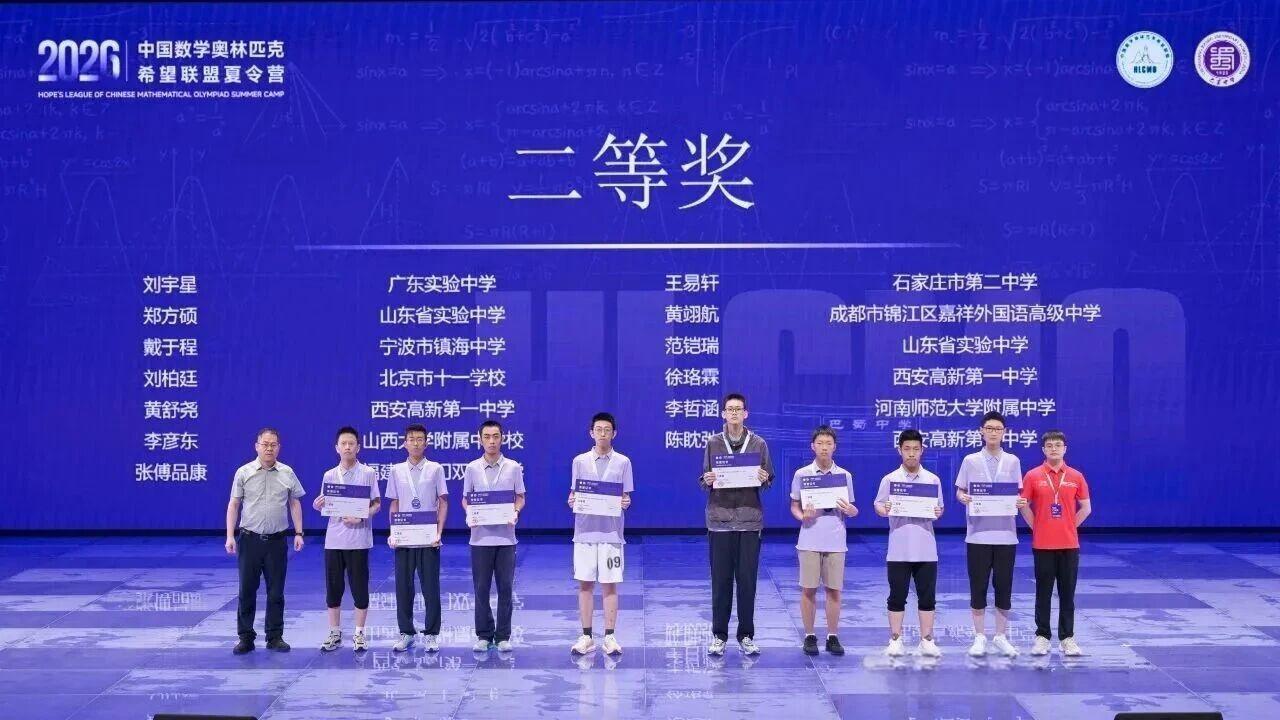 2026年中国数学奥林匹克希望联盟夏令营银牌获奖名单