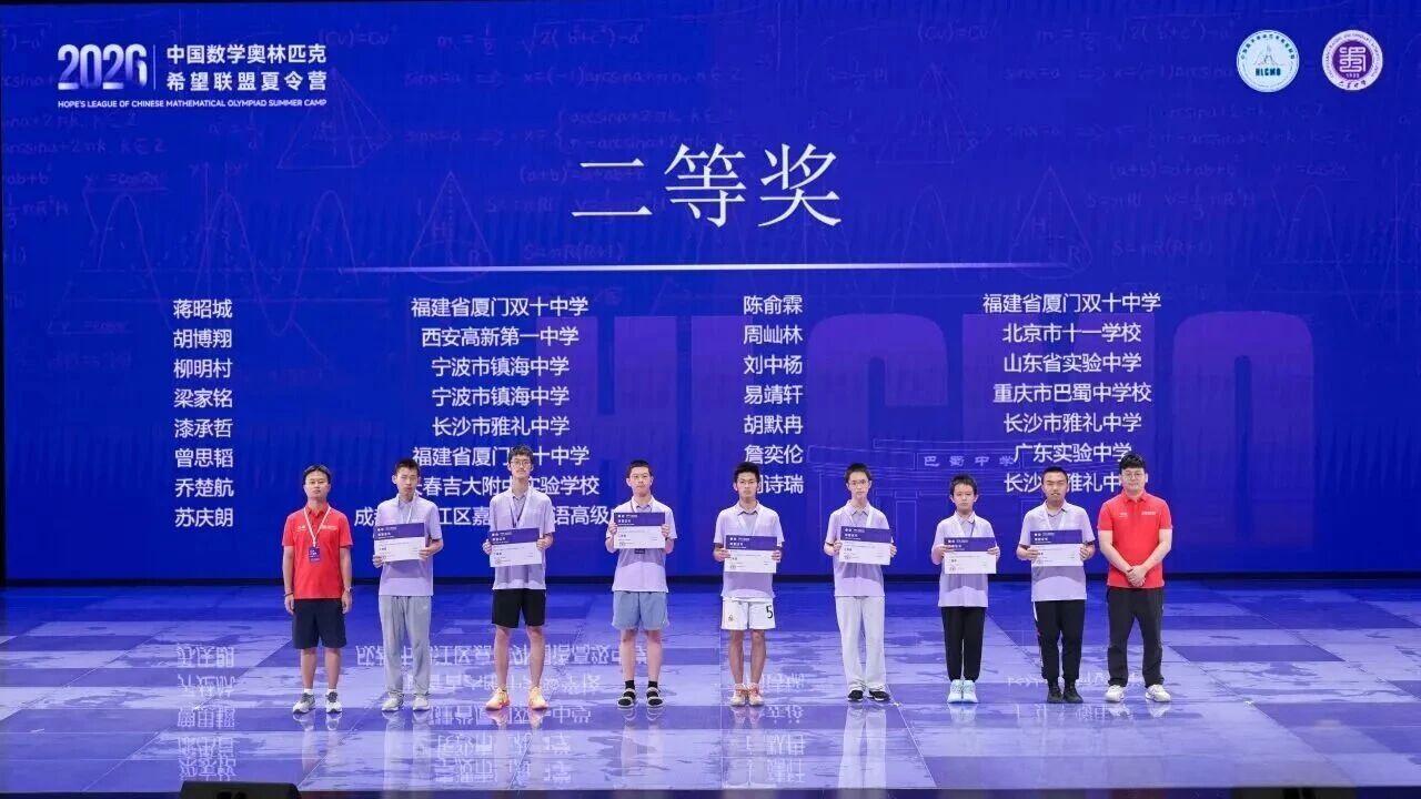 2026年中国数学奥林匹克希望联盟夏令营银牌获奖名单
