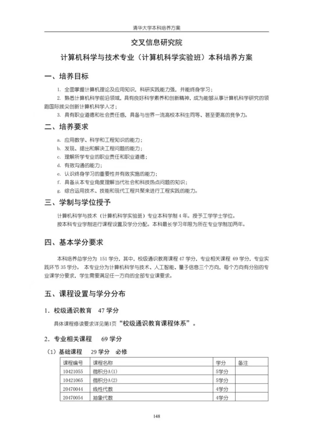 清华大学姚班培养方案出炉,信奥生天花板
